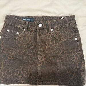 Zara Brown Leopard Print Skirt